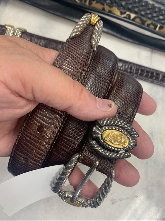 Brighton Accessories - Brighton Brown Leather Belt with Gold & Silver Accents